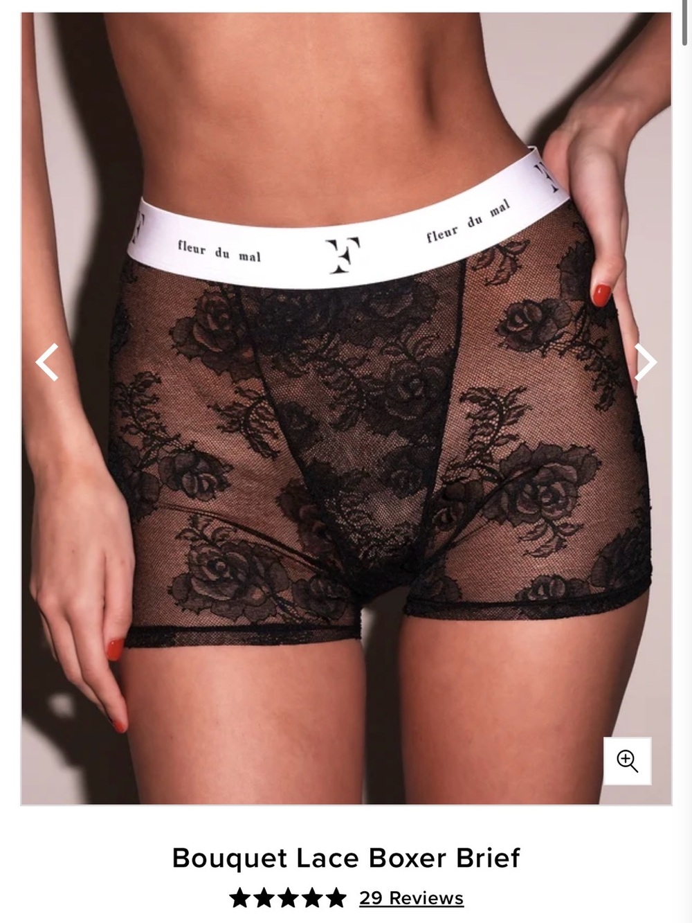 Fleur du Mal Black Lace Bike Shorts with Branded Waistband - Picture 3 of 3